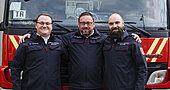 Der Kommandant Florian Stadler und seine beiden Stellvertreter Maximilian Josupeit und Jonathan Brichta