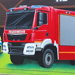 Graffiti BACKBONE mit Feuerwehrfahrzeug