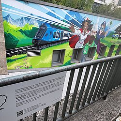 Graffiti BACKBONE mit Hinweisschild